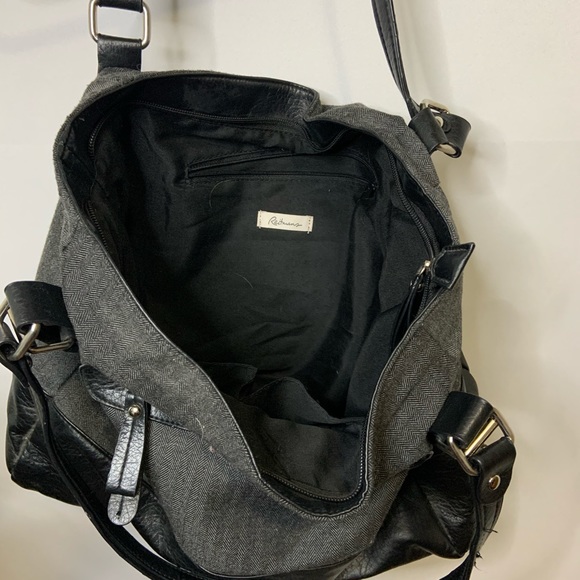 Large Grey Purse with Faux Leather Bottom - Picture 3 of 3